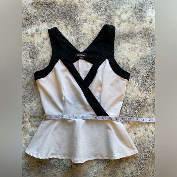 Black and White BeBe Peplum Top - Picture 3 of 5